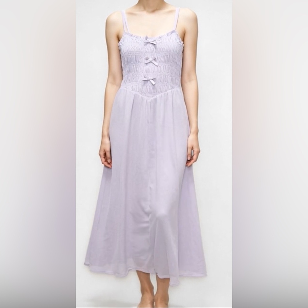 Lavender Midi Dress “Bella Bow” - American Eagle